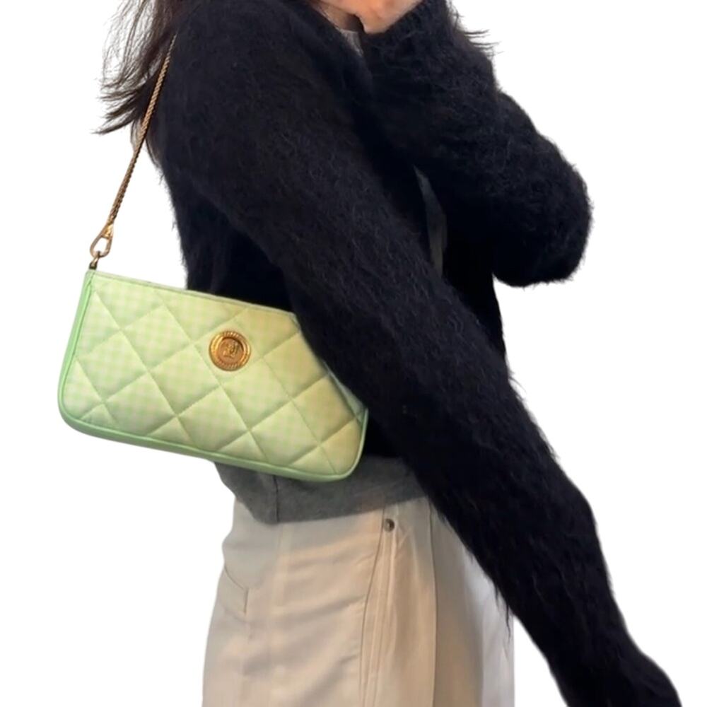 Versace Green Checkered Bag Women's NWT - Picture 10 of 10